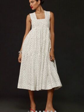 Anthropologie Helena Square-Neck Tiered Midi Dress